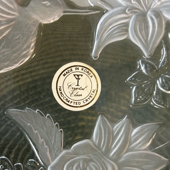 Vintage Crystal Glass Heart Shaped Dish With Design 6 Inch New with Tag in Place - Picture 3 of 7